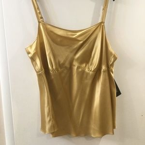 Anne Klein 100% Silk Camisole 18W Golden Adjustable Straps Slits